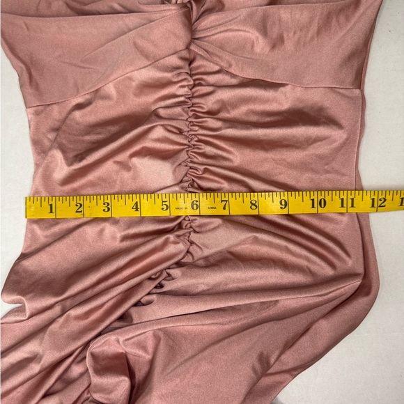 Blue. S Nude Pink Off Shoulder Ruched Jersey Slit Mermaid Dress Size M #137 - Picture 15 of 15